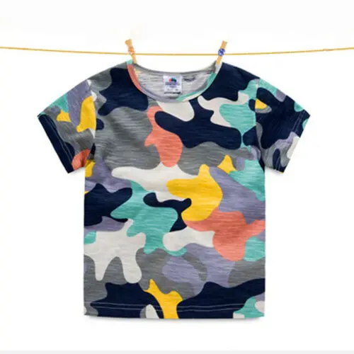 

Toddler Boy Fashion Camouflage Top Clothes Cotton O-Neck Short Sleeve Casual T-shirt Sunsuit
