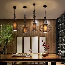 Gaiola de Ferro do vintage Luz Pingente Preto Abajur Lâmpadas Penduradas E27 Droplight Retro Bar Luminárias Cozinha Casa luminaria