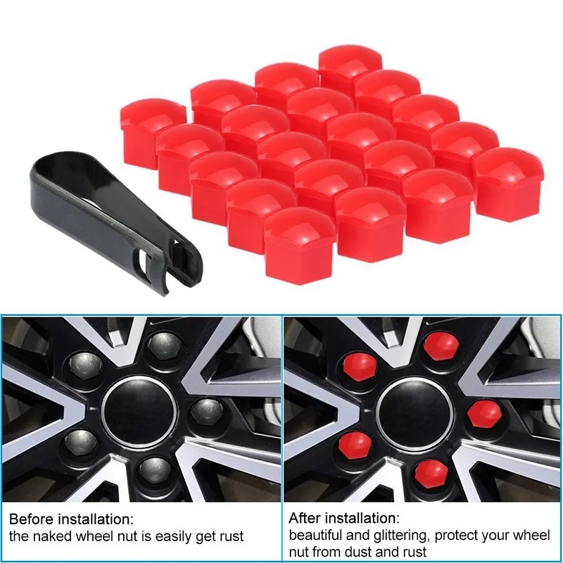 

20Pcs Universal Car Wheel Nut Caps Auto Hub Screw Cover 17mm Bolt Rims Exterior Decoration Special Socket Protection Dust Proof