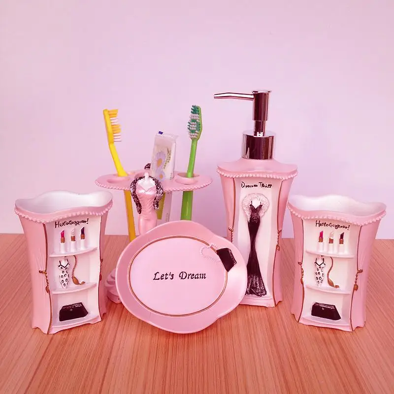 

Resin Bathroom Set, Wash Set, Bath Tubs, Wedding Gift, Fashion, Supplies, 5 Pcs