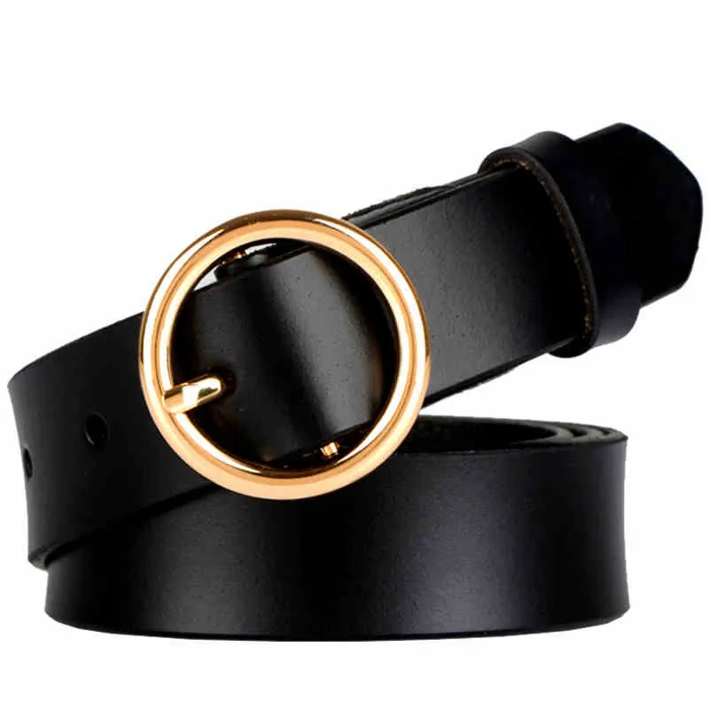 www.bagsaleusa.com : Buy Women 100% Genuine Leather Belt High Quality Gold/Silver Round Buckle Belts ...