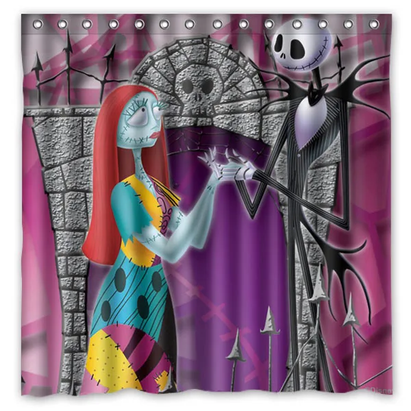 71*71inch Personalized The Nightmare Before Christmas Pattern Shower Curtain With Hooks