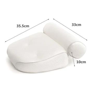 

1 Pcs Anti-slip 3D SPA Breathable Home Bath Pillow Head Neck Rest Relax 4 Suction Cup J2Y