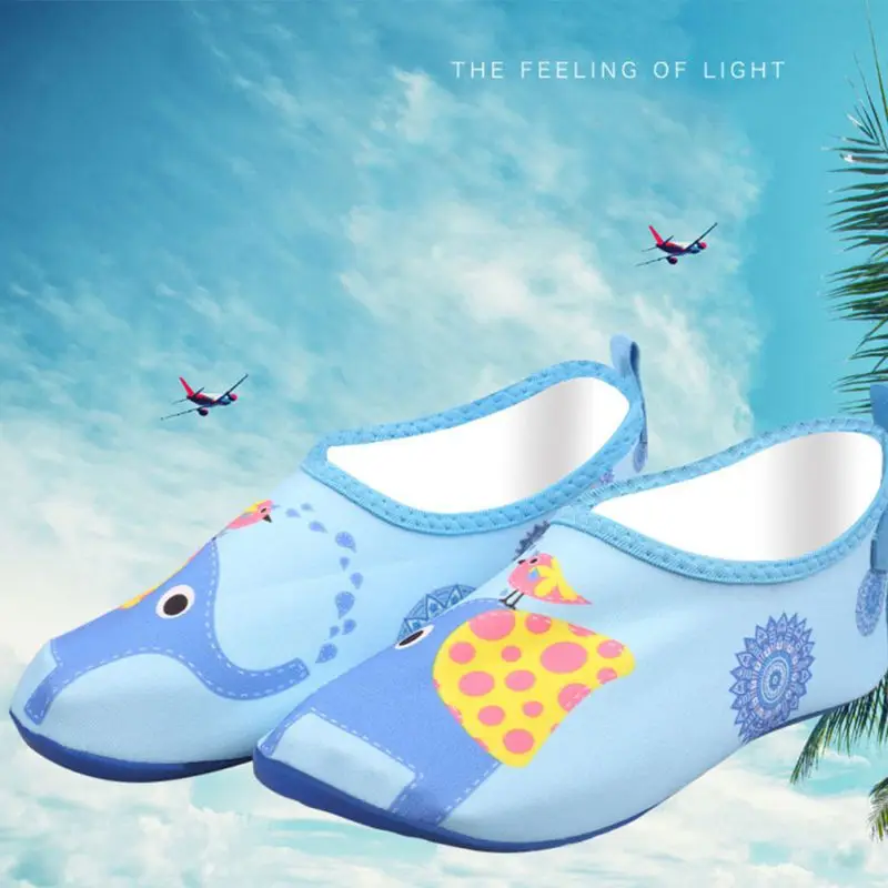 Детская обувь-тапочки, пляжная обувь с принтом слона, дышащая Гибкая эластичная быстросохнущая нескользящая обувь