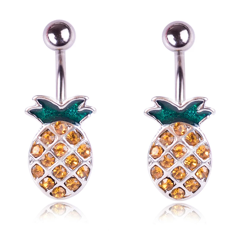 

1pc Fashion Cute Fuirt Pineapple Belly Button Piercing Ombligo Navel Rings Bikini Beach Body Piercing Quality Jewelry