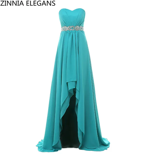 High Low Turquoise Blue Bridesmaids Dresses