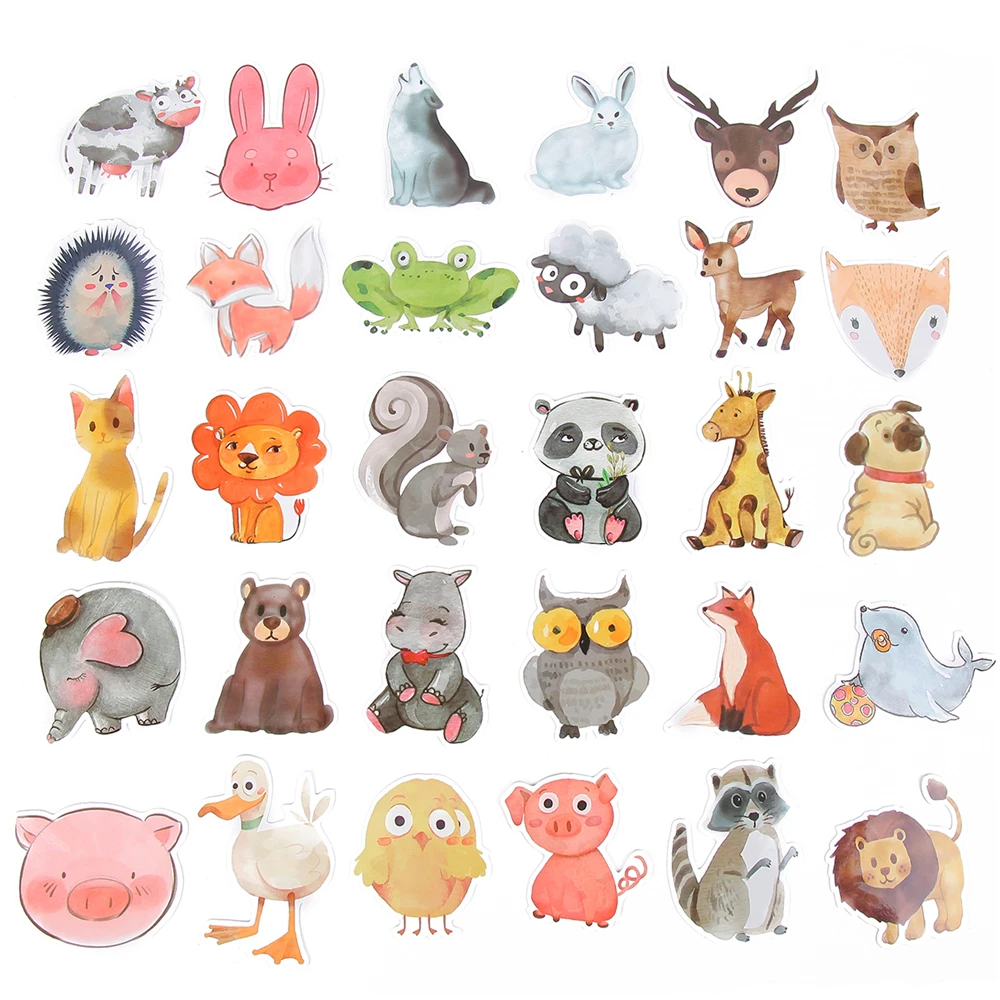 

50 pcs/set Cute Animals Style PVC Photo Laptop DIY Craft Stationery Suitcase Bike Decor Motor Car Guitar Decals Luggage Stickers