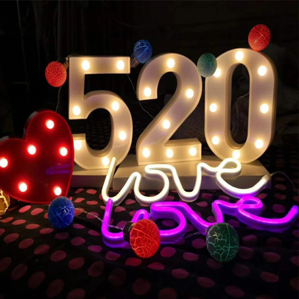 

3D Number 0-9 LED Night Light Arabic Numerals Decoration AA Battery Powered For Wedding Birthday Party DIY Romantic Decor