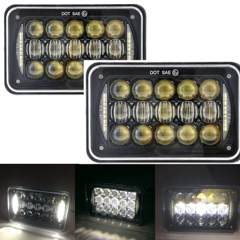 

Truck Headlamps 4x6" LED H4 Headlight bulb Replacement with DRL DOT,SAE,EMARK For Peterbilt Rectangular Headlights 379 378 357