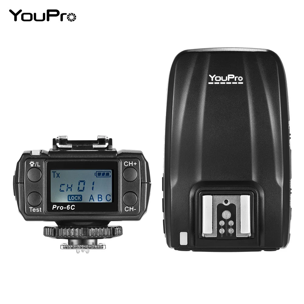 

YouPro Pro-6C 2.4G Wireless E-TTL Flash Trigger Transmitter Receiver Transmitter for Canon EOS 7D2 5D3 5DR Series DSLR Camera