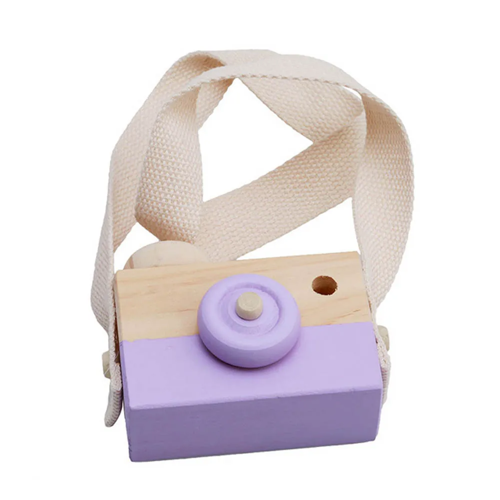 Деревянная камера детская игрушка, подарок для ребёнка для детей; из дерева украшение для шеи комната Фотография@ ZJF - Цвет: Фиолетовый