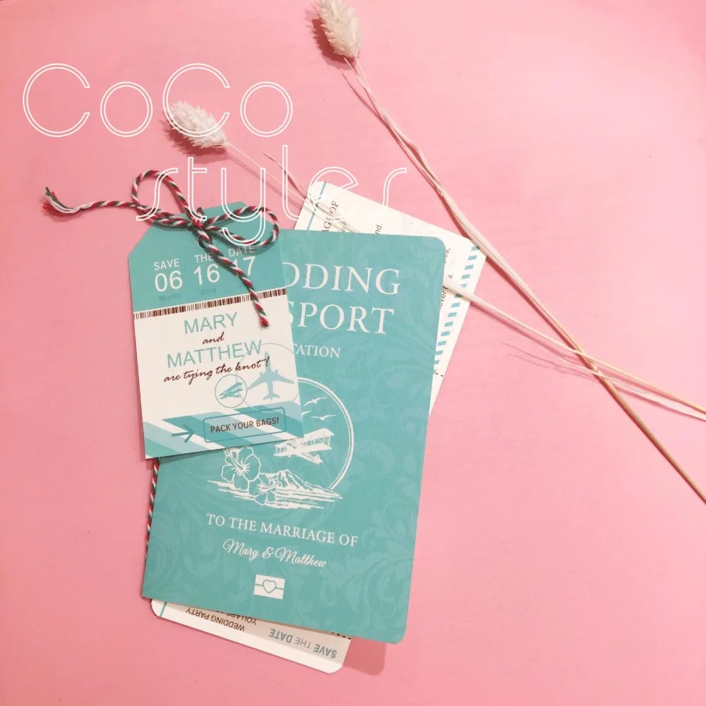 Cocostyles Bespoke Fancy Water Color Passport Design Invitation