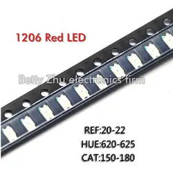 50 шт./лот 1206 красный SMD LED ярко-красный свет-светодиоды 3216