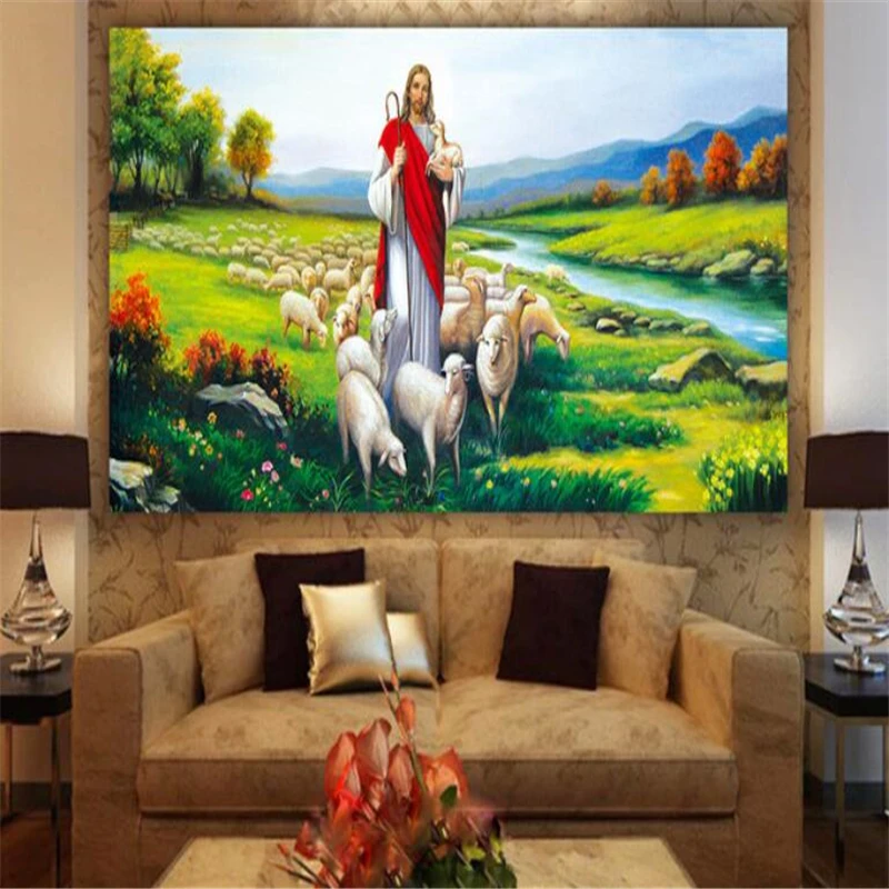 

beibehang behang Custom Photo Wallpaper 3D Christian Jesus Oil Painting Wall Decorative Wallpaper papel de parede 3d wallpaper