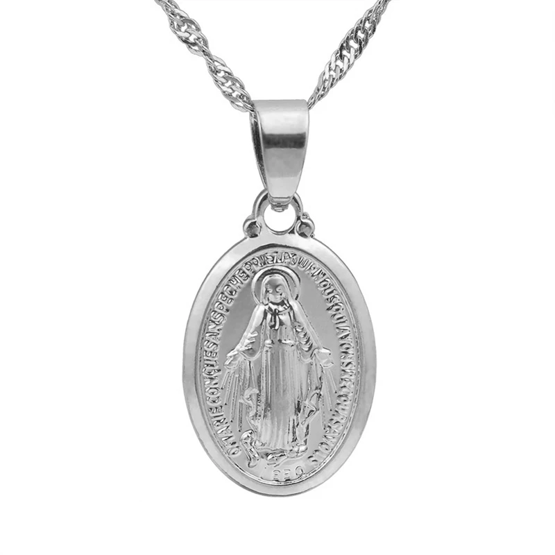 Женское Ожерелье с кулоном Anniyo Virgin Mary Серебряное/золотое ювелирное изделие