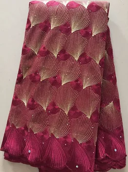 

2020 High Quality African Net Lace Fabric Nigerian 100% Cotton Embroidery Lace French Swiss voile Lace Fabrics 5Yard/Lot HLL3315