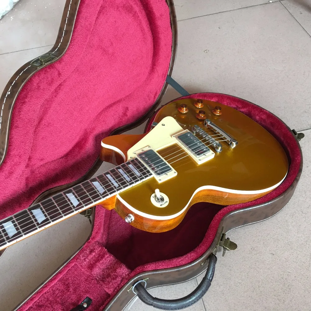 New arrive Chinese factory OEM Best OEM Electric guitar guitarra, gold top ,  Real photo shows gold guitar 