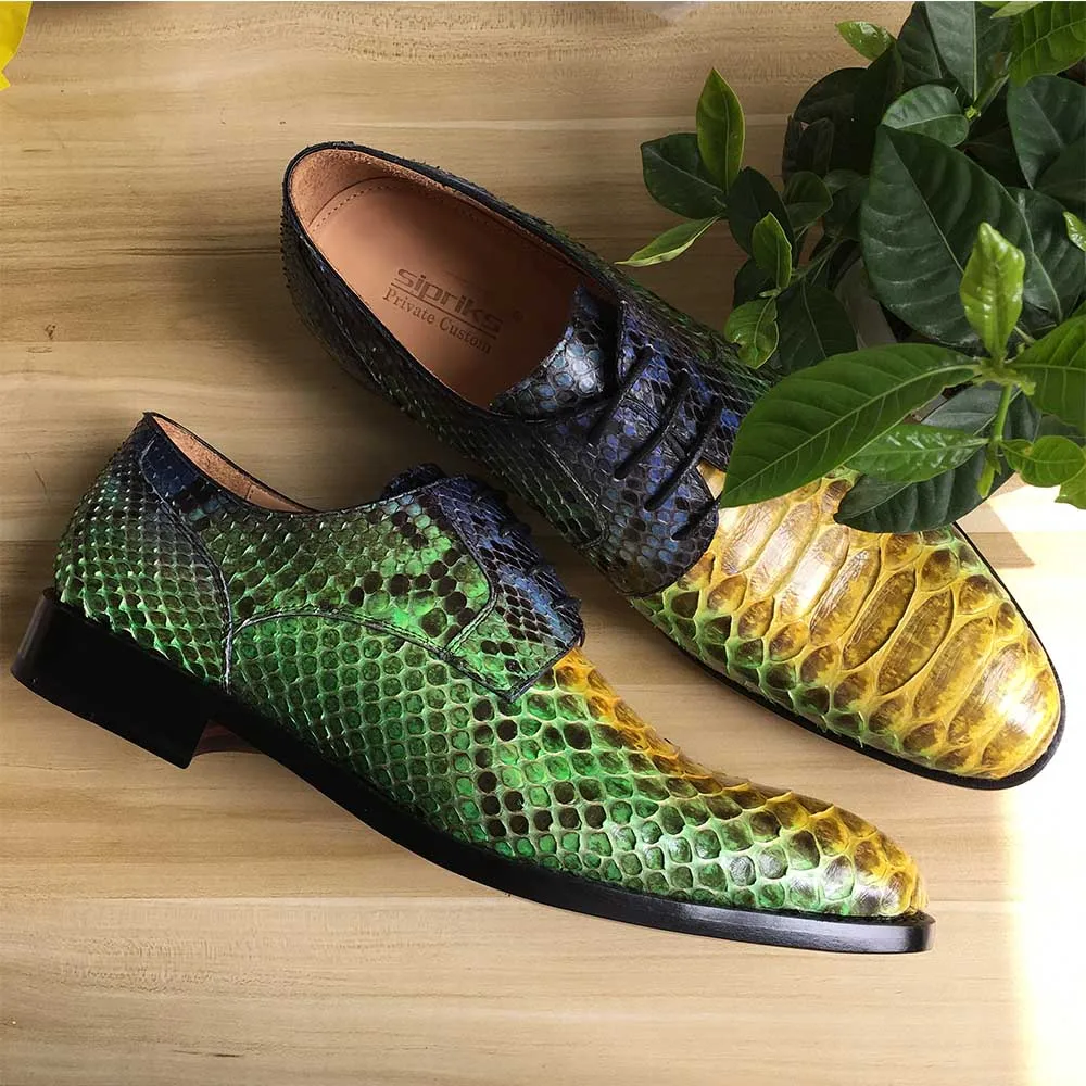 Perfect Sipriks Luxury Brand Mens Real Snakeskin Dress Shoes Italian Custom Goodyear Welted Shoes Leather Sole Wedding Party Shoes 2018 1