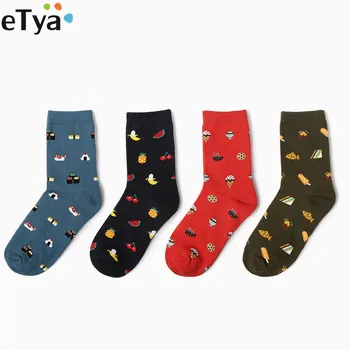 

eTya Casual Cartoon Cute Food Cat Women Short Socks Fashion Cotton Female Socks Ankle Socks