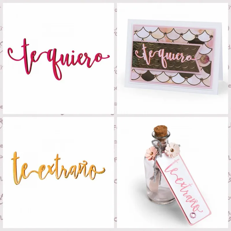 

Te Quiero(I Like You) & Te Extrao (I Miss You) Metal Cutting Dies Stencil For DIY Scrapbooking Decor Spanish Words Embossing