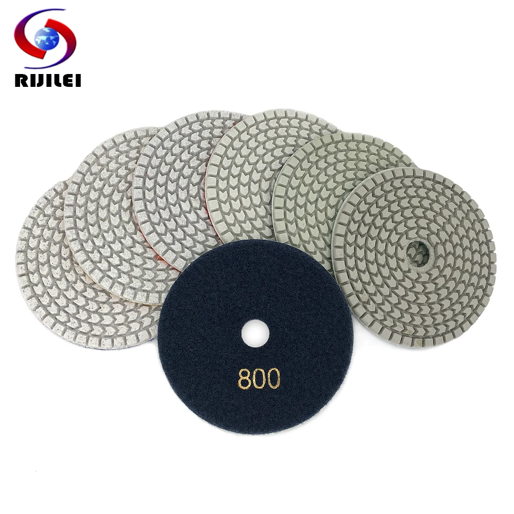 RIJILEI 7PCS/Set 4inch White Diamond Polishing Pads 100mm Wet Flexible