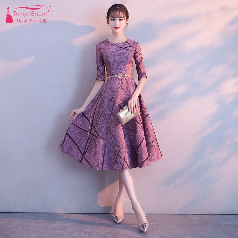 

TANYA A Line Tea Length Red Prom Dresses 2019 Simple Dress In stock Purple Formal Dress Evening Gown Fashion Women Dress JQ254