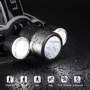 

Super bright Tactical Headlight XM-L Rechargeable T6 LED 5 Modes Headlamp waterproof durable hiking fishing cycling repair 35