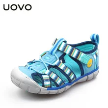 Летний uovo бренда дети сандалии из искусственной кожи высокого качества Обувь для мальчиков Обувь Для Девочек Пляжные Сандалии Повседневное детей дышащие кроссовки