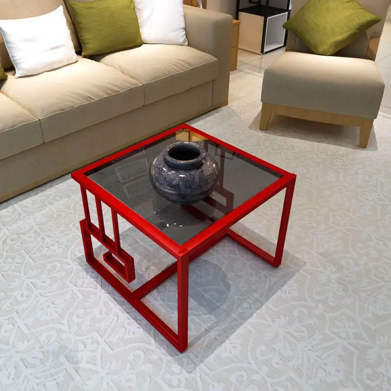 Modern minimalist living room small assemble tea table sofa side cabinet table corner small glass side table