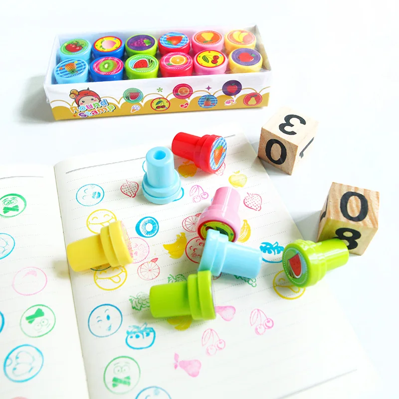 

12 Pcs Kids Cartoon Novelty 3D Reusable Self Ink Stamp for Girl Boys Kids Party Supplies Birthday Party Favors Treat Bag Fillers
