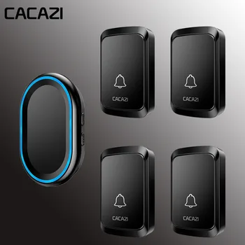 

CACAZI Home Wireless Intelligent Doorbell LED Night light bell Waterproof 58 Chimes 300M Remote US EU Plug 4 Button 1 Receiver