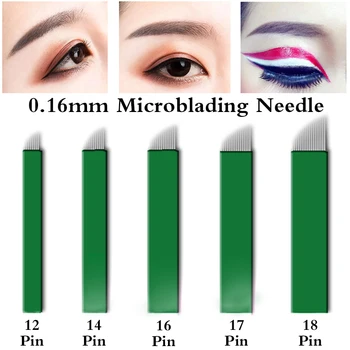 

50pcs 12 14 16 17 18 Flex shape Microblading Needle Eyebrow Tattoo Blades Embroidery Manual Pen Permanent Makeup tattoo accessor