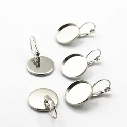 Хит продаж 30 мм * 30 мм Серьги Серебряные выводы для 18 мм кнопки Jewelry Интимные аксессуары DIY Craft 120 шт./лот