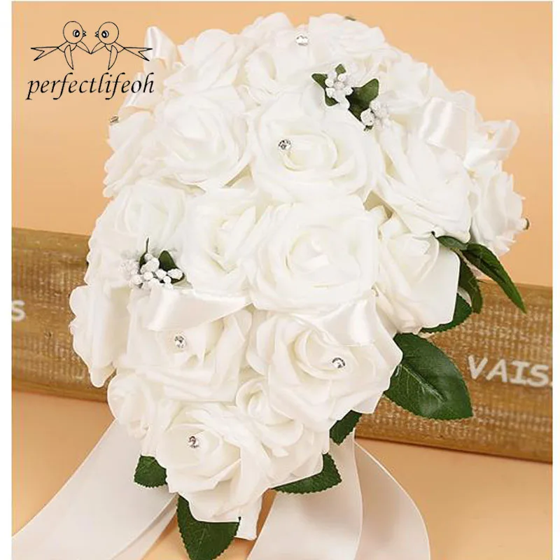 Wedding Bouquets Artificial Water droplets Crystal Bridal Wedding Bouquets Turquoise Shaped