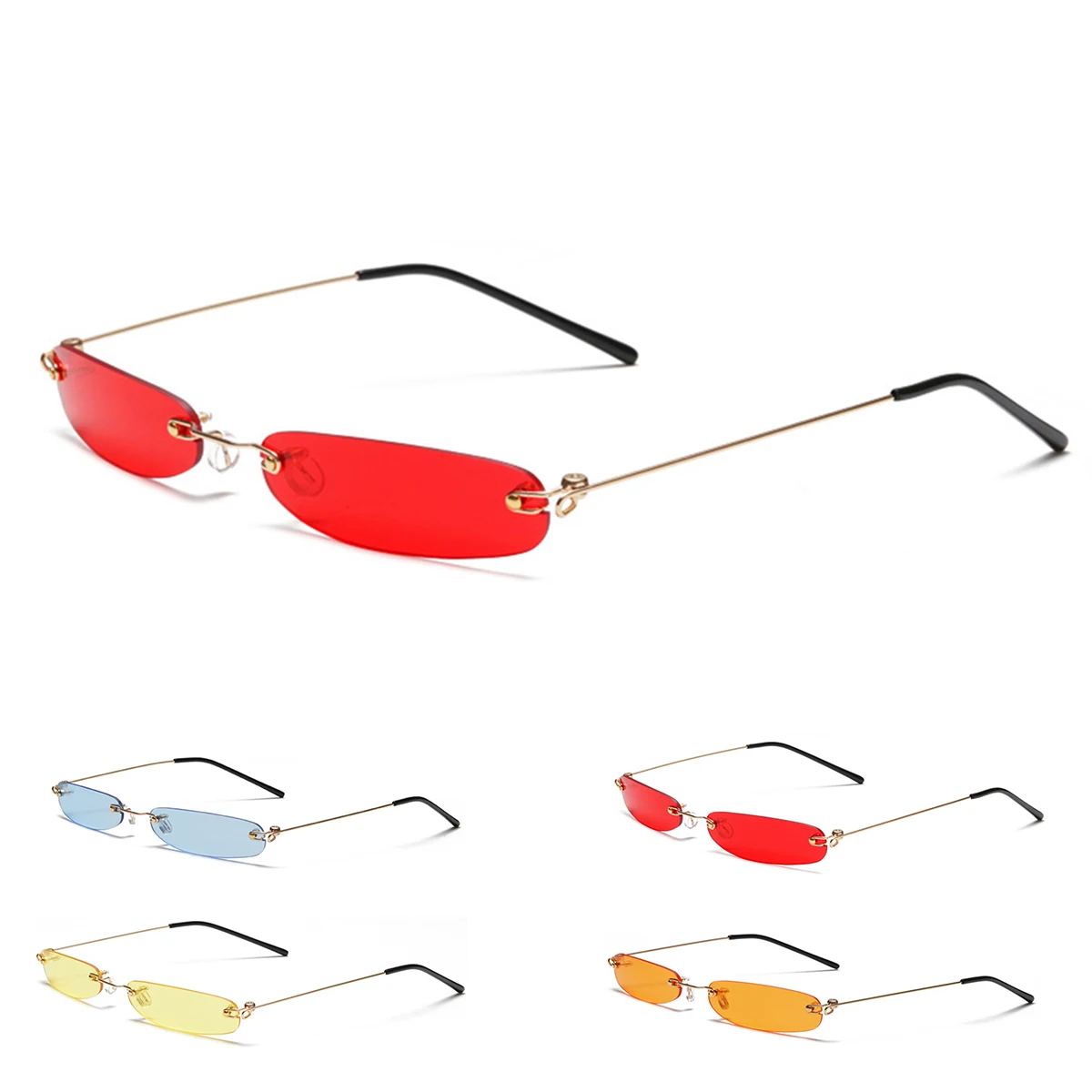 Прямоугольные без ободка очки крошечные узкие бескаркасные тонированные Солнцезащитные очки женские роскошные брендовые дизайнерские походные винтажные очки с градиентными линзами