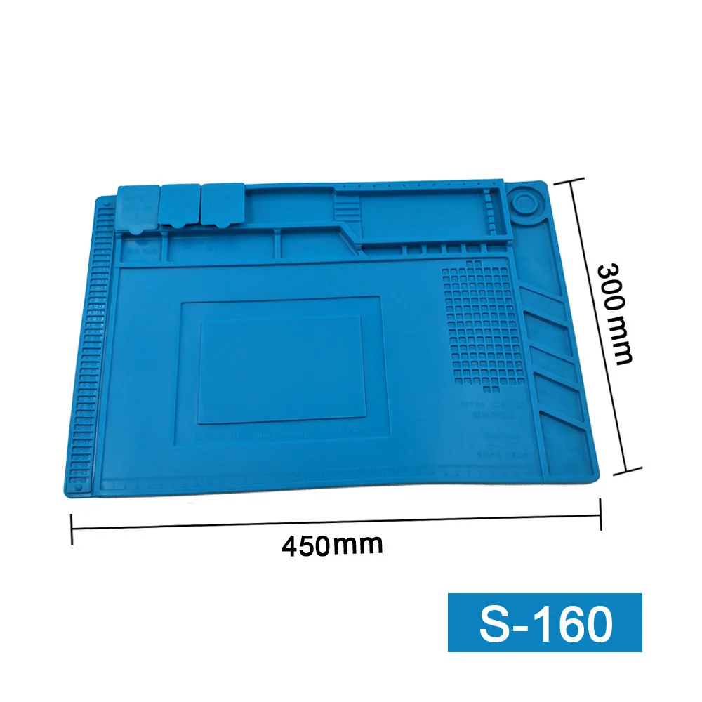 Все виды размеров Антистатическая теплоизоляционная прокладка Утолщение Силиконовый рабочий коврик Тепловая пушка паяльная станция техническое обслуживание платформы - Цвет: S-160