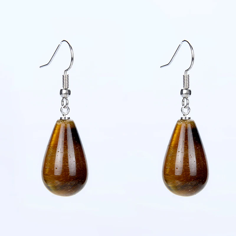 Dangle Drop Pendant Earrings Natural Stone Beads Black Obsidian Pink Clear Quartz Women Jewelry