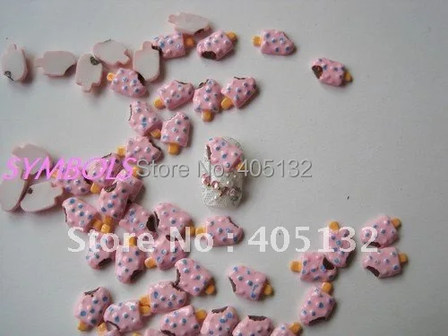 

RC-105-2 200pcs/bag Cute Pink Chocolate inside Bitten Ice Lolly Decoration Resin Decoration Nail Art Decorations