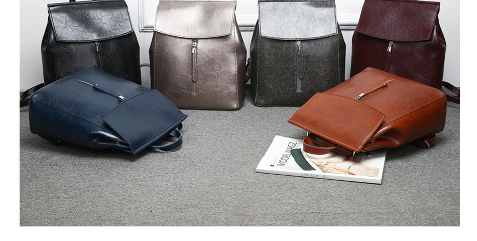 Модный женский рюкзак высокого качества, простые однотонные рюкзаки из искусственной кожи, сумки на плечо, Женская многофункциональная Студенческая сумка