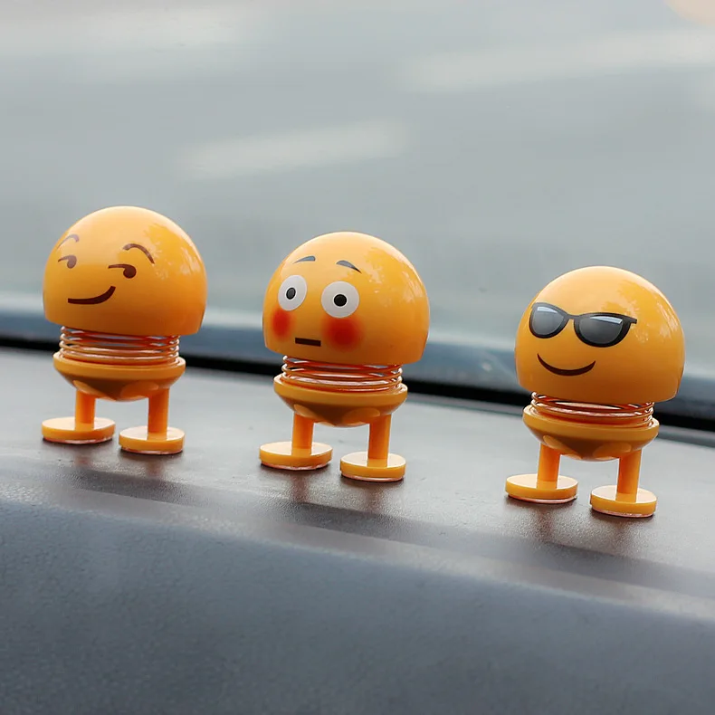 

1/8pcs New Home Decoration Ornaments Creative Car Decoration Jewelry Spring Shaking Head Doll Expression Package