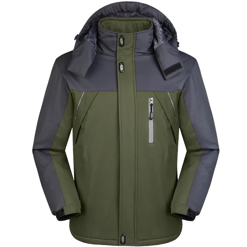 Мужская зимняя куртка водонепроницаемая ветровка с капюшоном мужская куртка размера плюс 7XL 8XL 9XL Повседневная Толстая Теплая Флисовая парка мужское зимнее пальто - Цвет: 888 Army Green