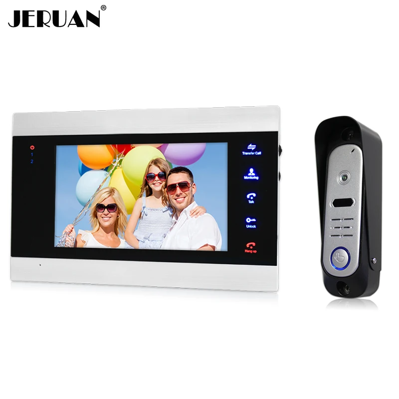 

JERUAN 7 inch LCD Video doorbell Speaker Intercom System Waterproof 800TVL Camera Support 2 call panel + 4 indoor monitor