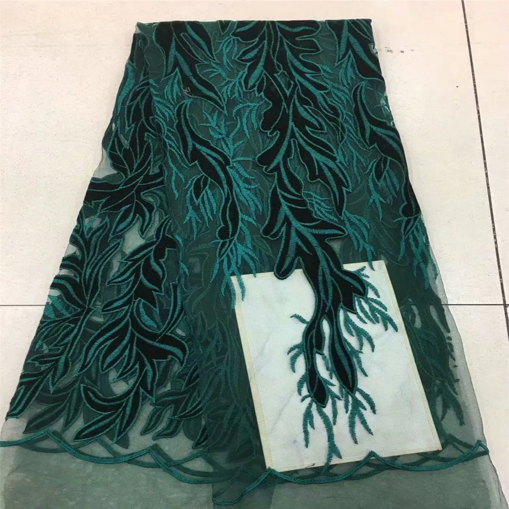 

French Net Lace Fabric 2018 Latest african guipure lace fabric with embroidery mesh tulle lace fabric HJ385-1