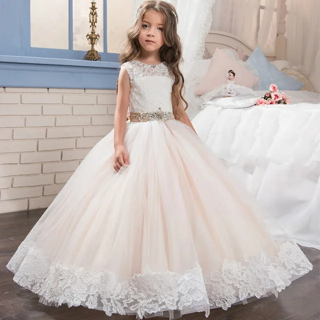 Wedding Dresses with Crystal Floral Belt Ball Gown