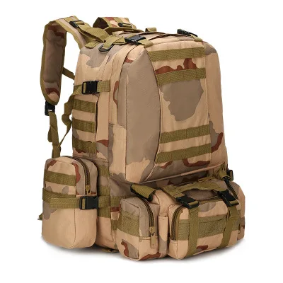 50L Molle экономка тактика рюкзак hik водонепроницаемый 600D высокой емкости штурмовой путешествия военные Рюкзаки рюкзаки армейская сумка - Цвет: Desert Camo