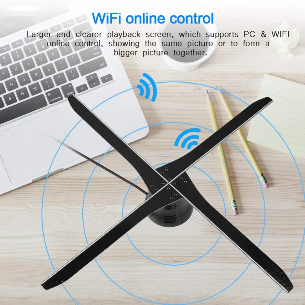 

Hot selling four blades 60cm 612*612 resolutioin full HD wifi app 3d hologram led fan display holographic projector outdoor