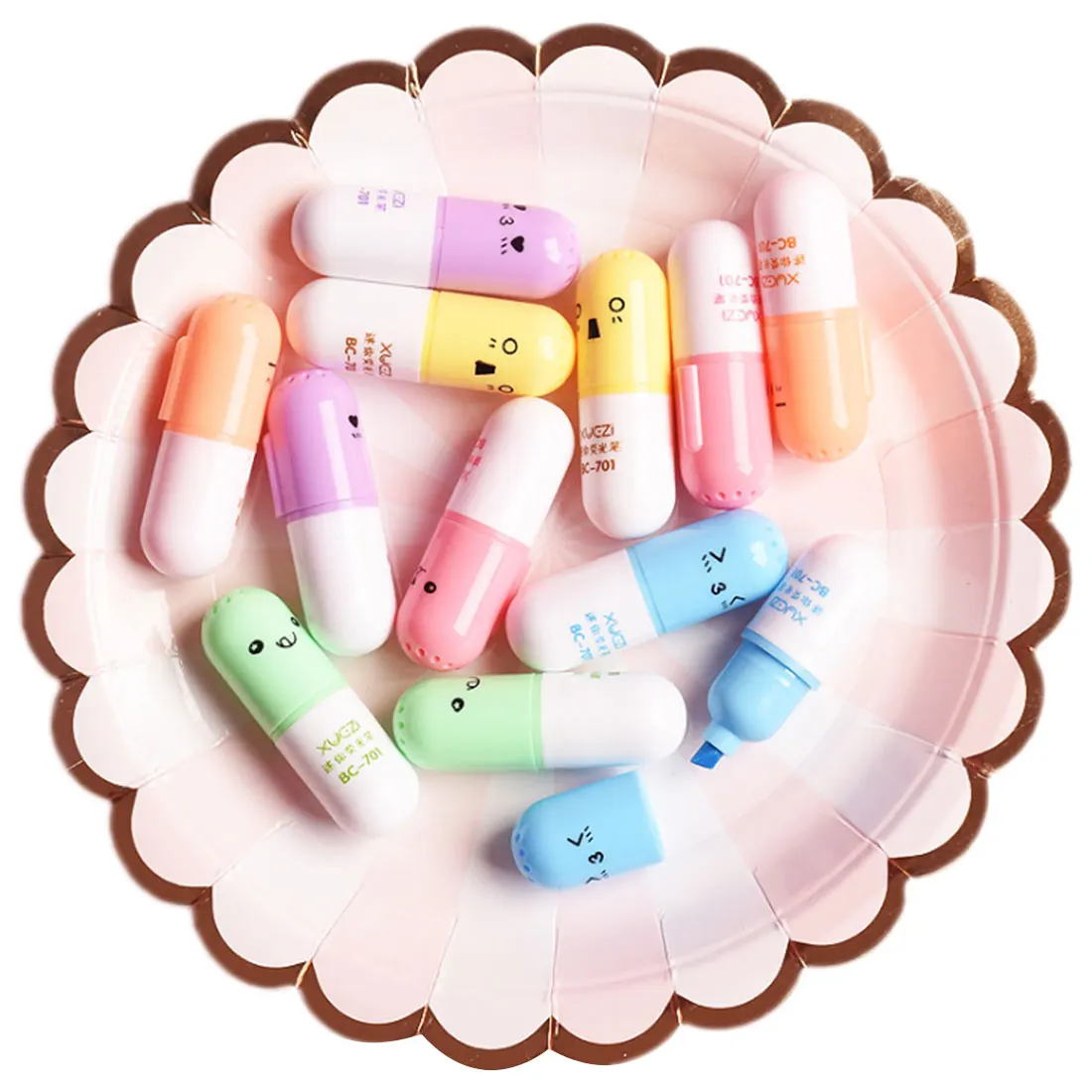 

Cheap Multi Color Mini Cute Pill Shape & Leaf Shape Pens Colorful Highlighter Marker Pen for Office & School