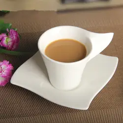 Креативная Мода Забавный дизайн белый фарфор Китай керамическая чашка для кофе латте и блюдца чай молоко кафе кружка для эспрессо рукоятка