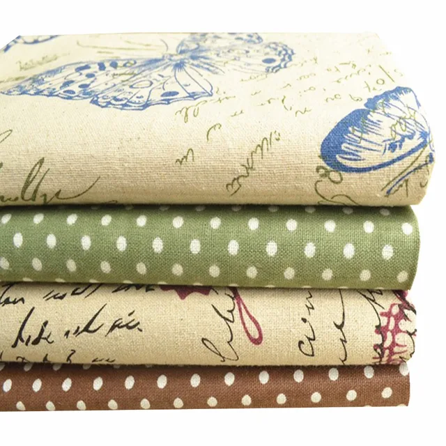 Aliexpress 4pcs 45 45cm Large Erfly Dot Linen Cotton 4pcs 45 45cm Large Erfly Dot Linen Cotton Fabric Meter Patchwork Costura Tissus Sewing Textiles