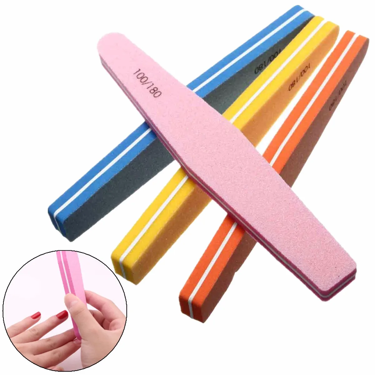 Random Color Nail Sponge Buffer Block Buffing Sanding Files Grit Nails